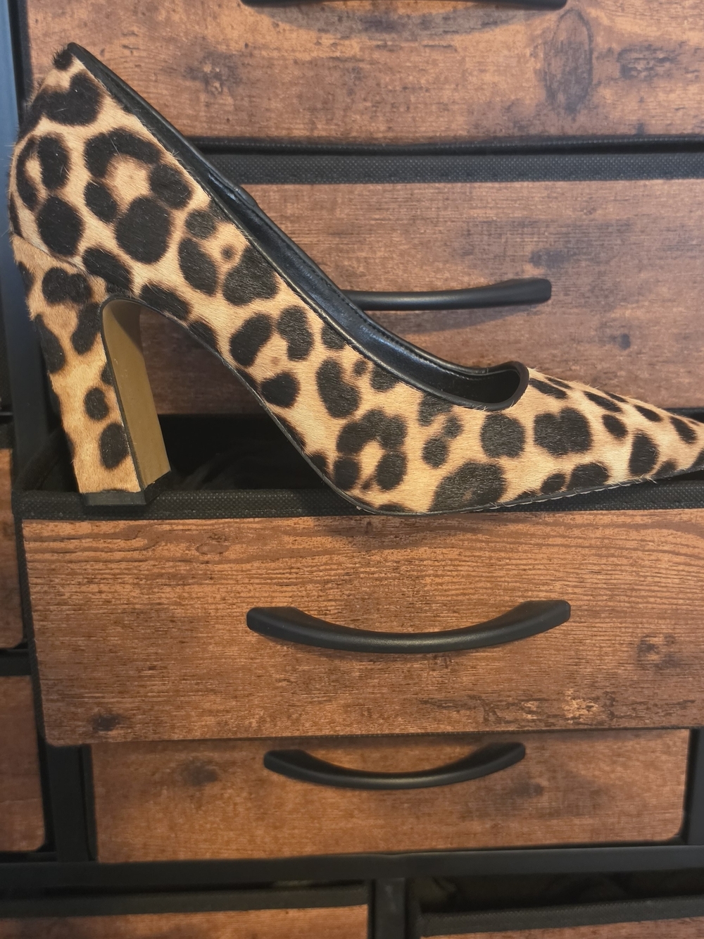 Vince Camuto Leopard Print Pointed Block Heel Pump